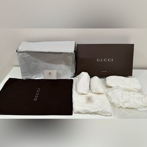 Gucci brown shoe box with 1dust bag,tissue&shoe stuffing papers&card|Size 14x8x5